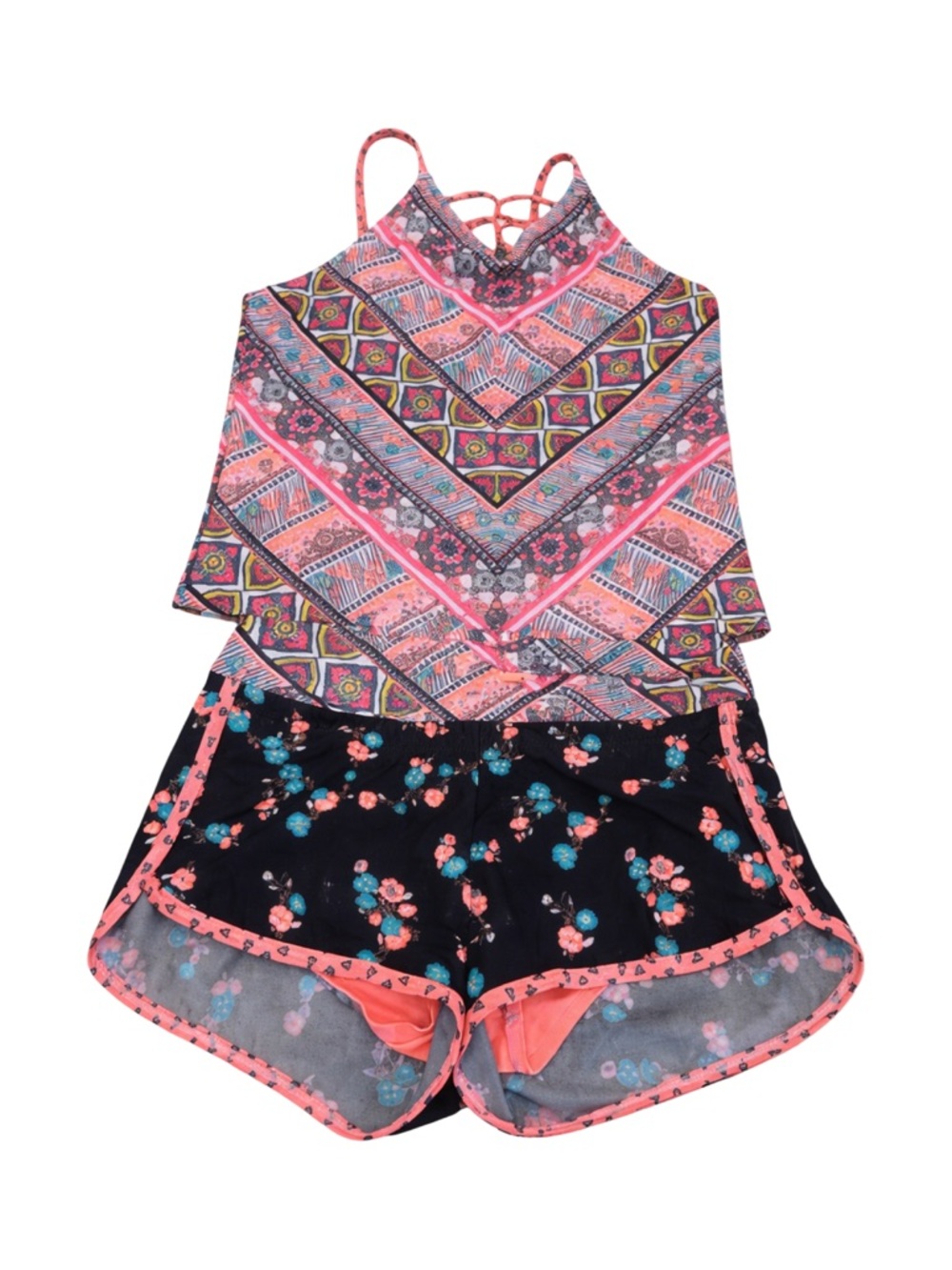 Wonder Nation Girls 10/12 Plus Tankini Shorts Set Boho Floral Swim NWT